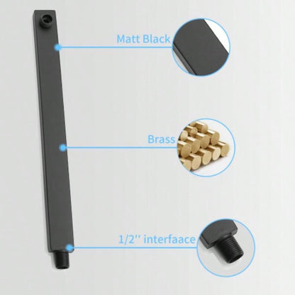 Shower System Shower Faucet Combo Set Wall Mounted with 12 Rainfall Shower and handheld shower faucet, Matte Black with Brass Rough - In