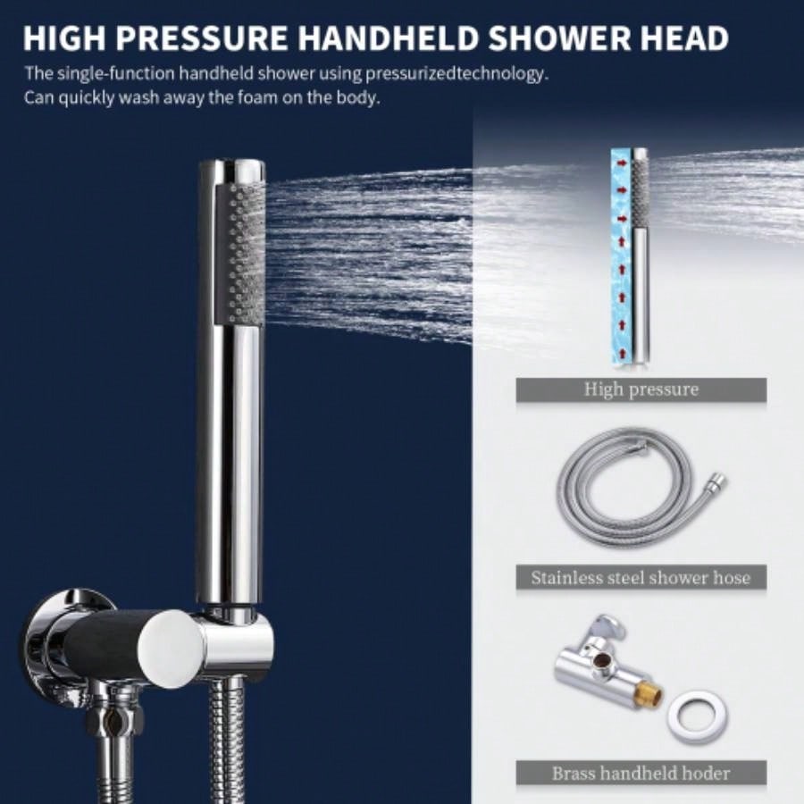 Shower System Shower Faucet Combo Set Wall Mounted with 10 Rainfall Shower and handheld shower faucet, Shower Faucet Rough - In