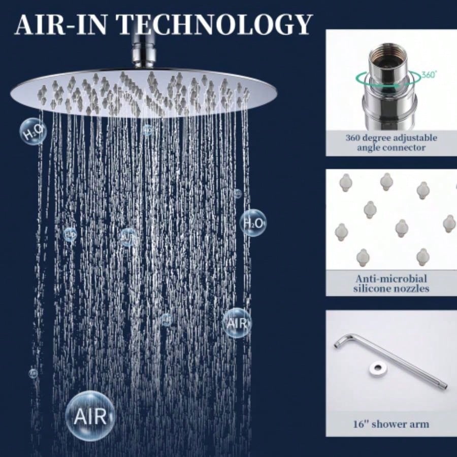 Shower System Shower Faucet Combo Set Wall Mounted with 10 Rainfall Shower and handheld shower faucet, Shower Faucet Rough - In