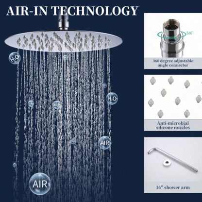Shower System Shower Faucet Combo Set Wall Mounted with 10 Rainfall Shower and handheld shower faucet, Shower Faucet Rough - In