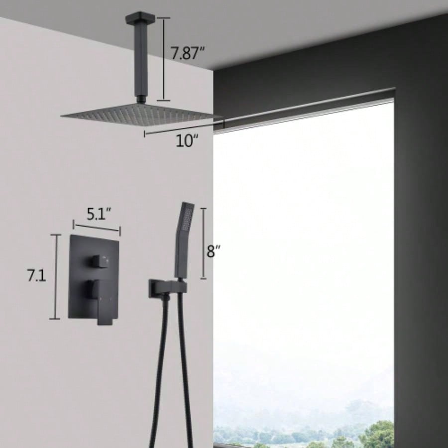 Ceiling Mounted Shower System Combo Set with Handheld and 10Shower