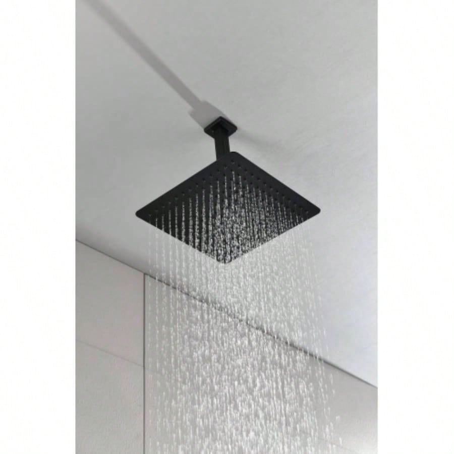 16 Inch Square Rain Shower Matte Black 304 Stainless Steel Showerhead