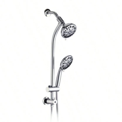Drill - Stainless Steel Slide Bar Combo Rain Showerhead - Setting Hand, Dual Shower Spa System