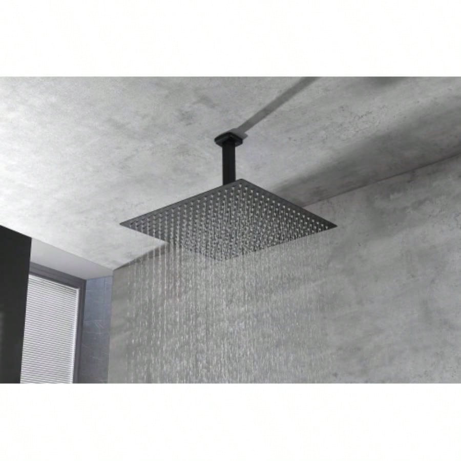 16 Inch Square Rain Shower Matte Black 304 Stainless Steel Showerhead