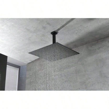 16 Inch Square Rain Shower Matte Black 304 Stainless Steel Showerhead
