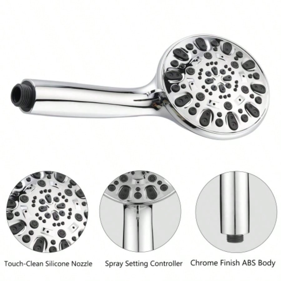 Drill - Stainless Steel Slide Bar Combo Rain Showerhead - Setting Hand, Dual Shower Spa System