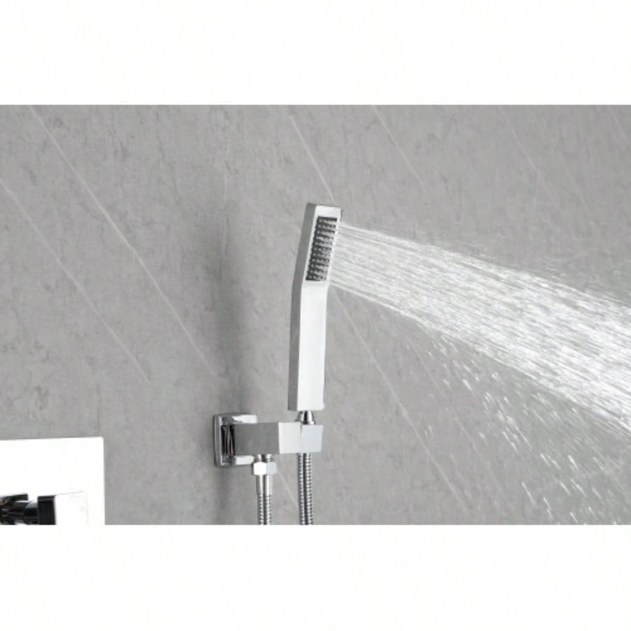 Wall mounted shower system combo with hand shower, 12 inch shower and tub spout