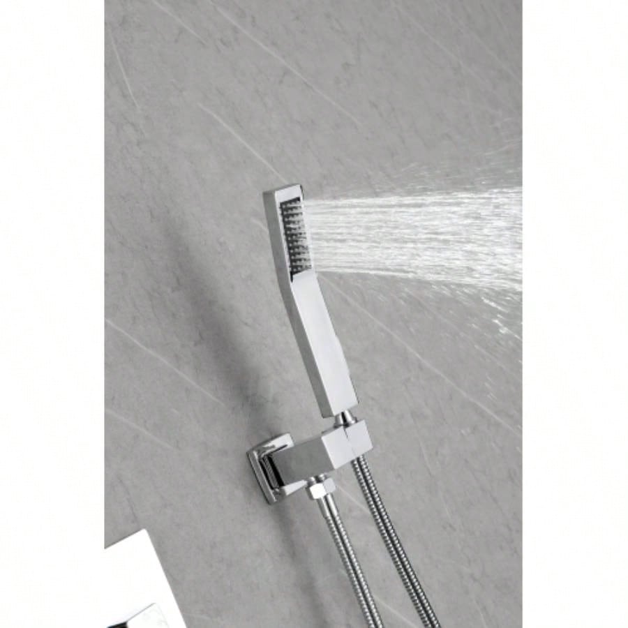 Wall mounted shower system combo with hand shower, 12 inch shower and tub spout