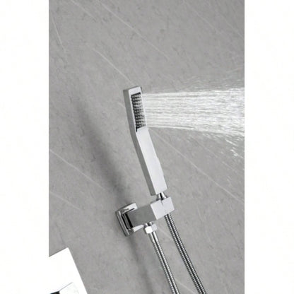 Wall mounted shower system combo with hand shower, 12 inch shower and tub spout