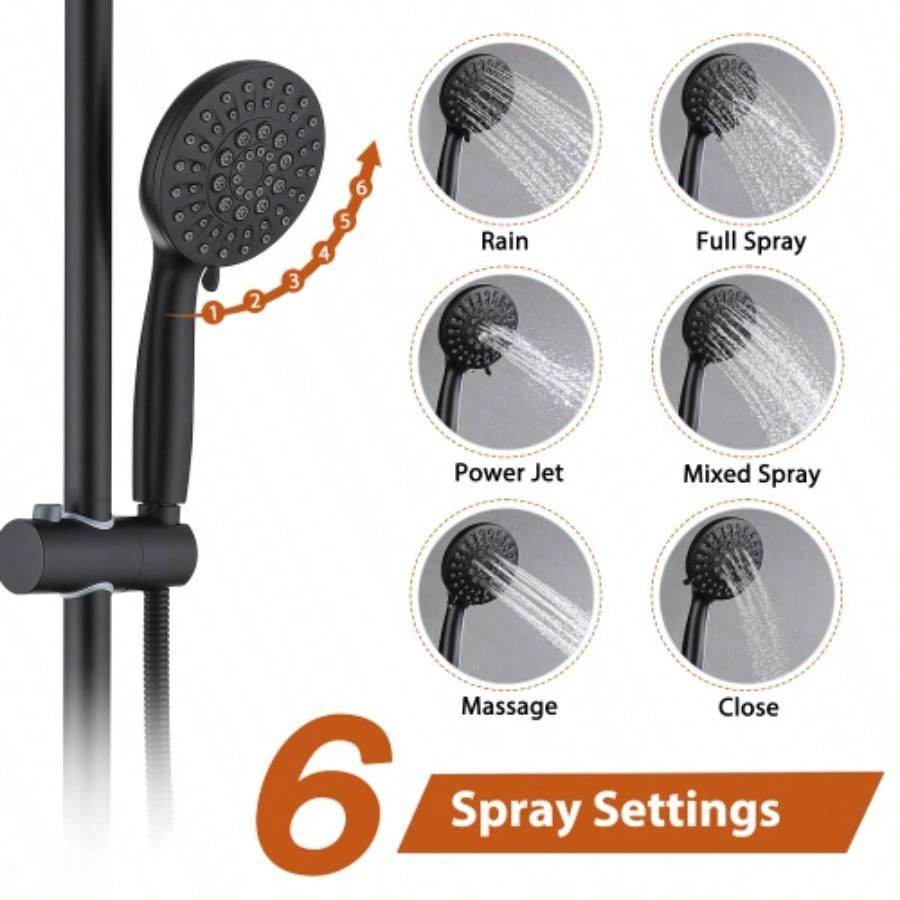 6 Inch Rain Shower with Handheld Shower Bathroom Rain Shower System