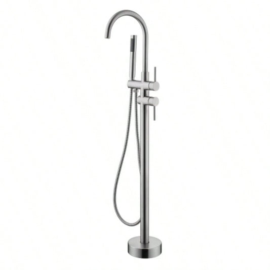 Floor Mounted Tub Faucet High Flow Freestanding Tub Filler Faucet with Handheld Shower and Swivel Spout