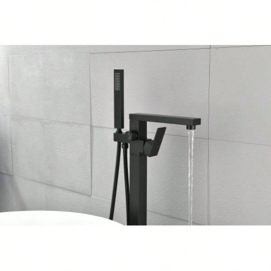 Floor Mounted Tub Faucet High Flow Freestanding Tub Filler Faucet with Handheld Shower and Swivel Spout