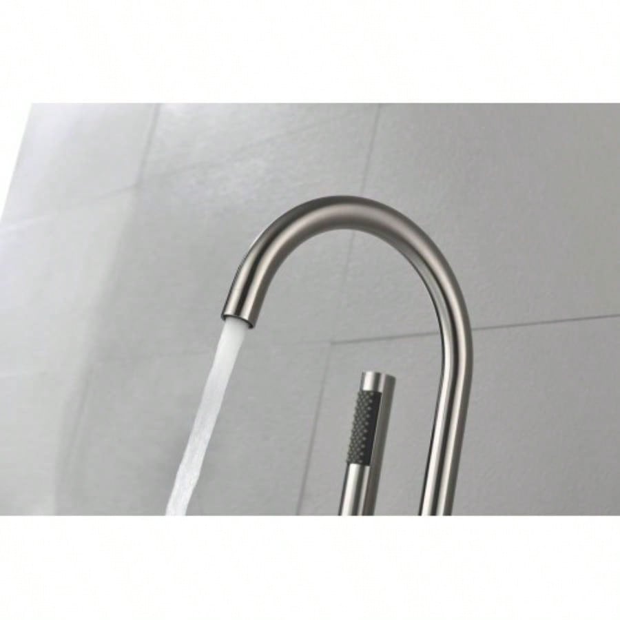 Floor Mounted Tub Faucet High Flow Freestanding Tub Filler Faucet with Handheld Shower and Swivel Spout