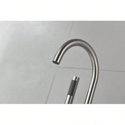 Floor Mounted Tub Faucet High Flow Freestanding Tub Filler Faucet with Handheld Shower and Swivel Spout