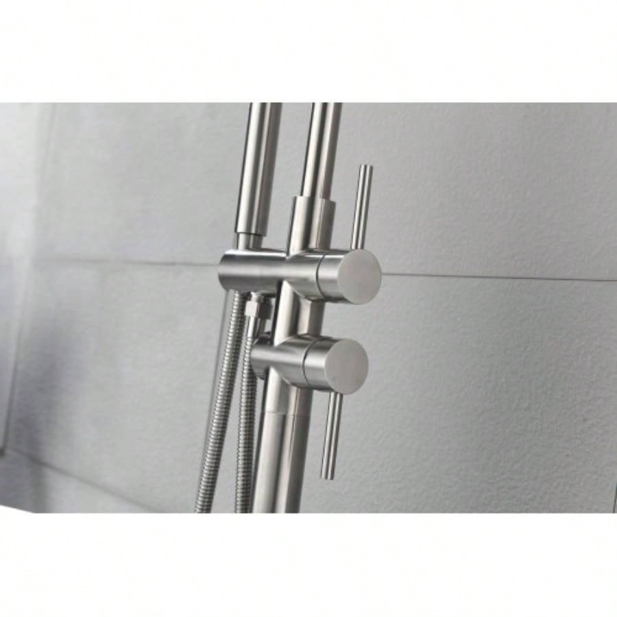 Floor Mounted Tub Faucet High Flow Freestanding Tub Filler Faucet with Handheld Shower and Swivel Spout