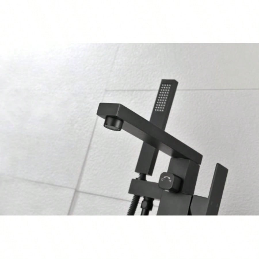 Floor Mounted Tub Faucet High Flow Freestanding Tub Filler Faucet with Handheld Shower and Swivel Spout