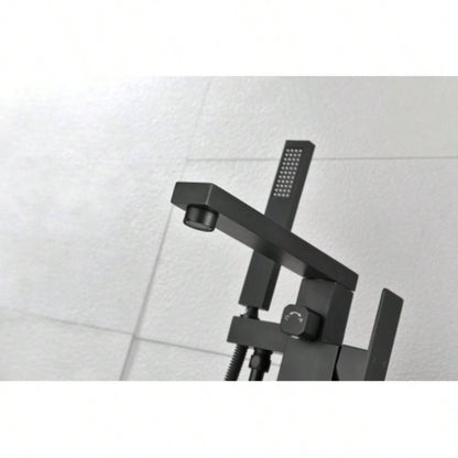 Floor Mounted Tub Faucet High Flow Freestanding Tub Filler Faucet with Handheld Shower and Swivel Spout