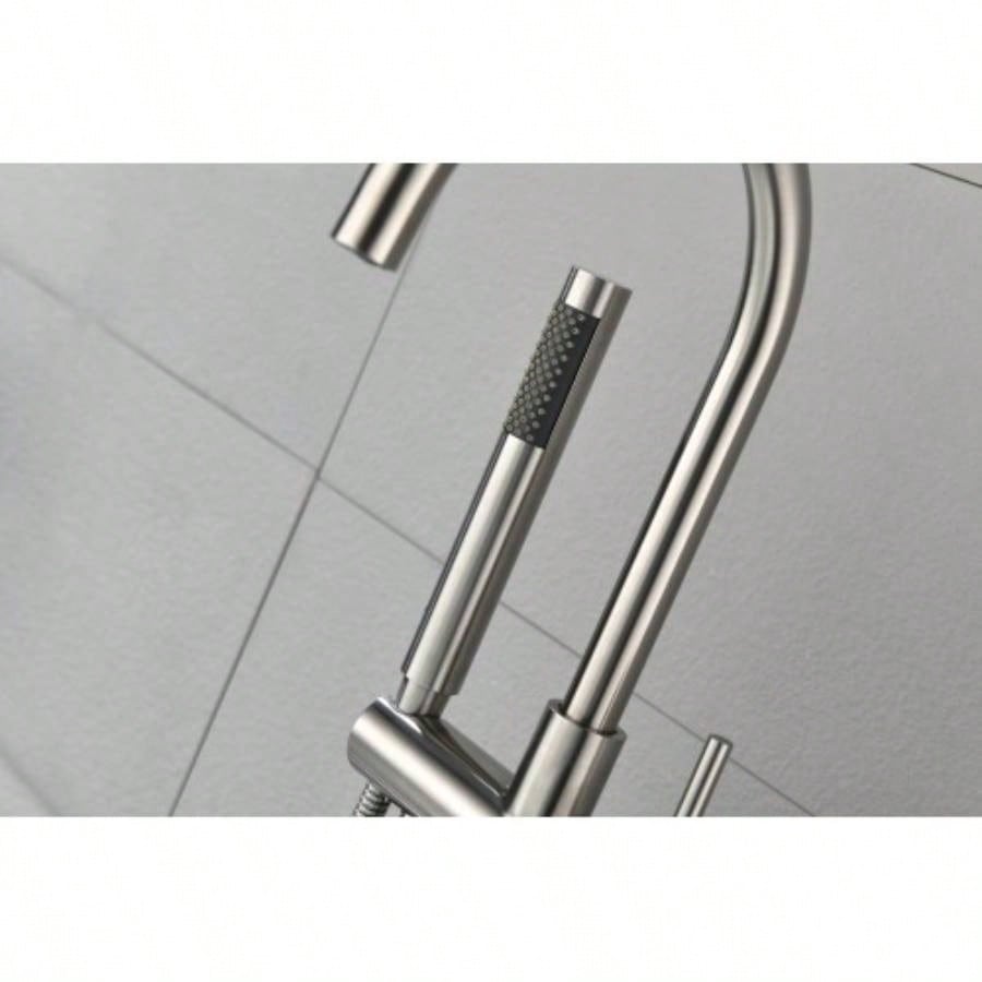 Floor Mounted Tub Faucet High Flow Freestanding Tub Filler Faucet with Handheld Shower and Swivel Spout