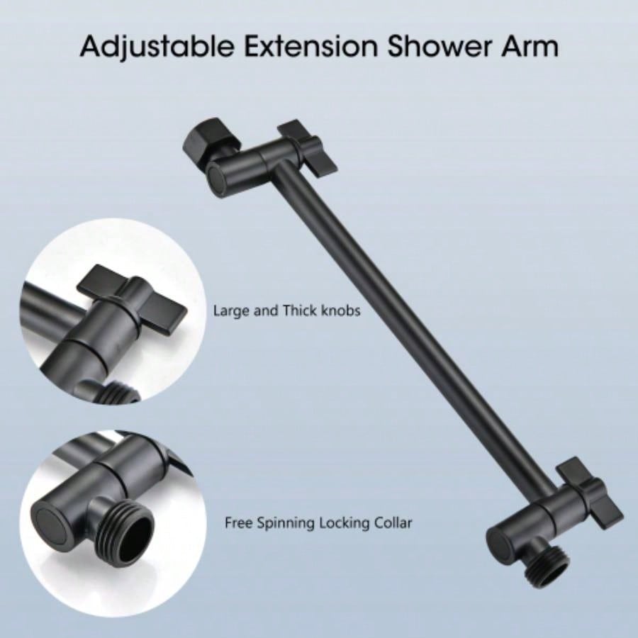 Shower, 10 Inch High Pressure Rainfall Shower/Handheld Shower Combo with 11 Inch Extension Arm, 6 Settings Adjustable Anti - leak Shower with Holder/Hose, Height/Angle Adjustable