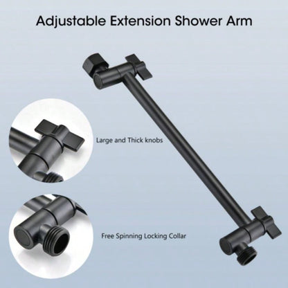 Shower, 10 Inch High Pressure Rainfall Shower/Handheld Shower Combo with 11 Inch Extension Arm, 6 Settings Adjustable Anti - leak Shower with Holder/Hose, Height/Angle Adjustable