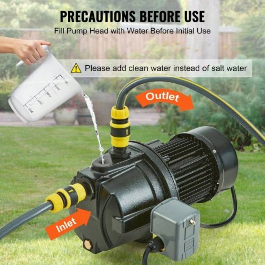 1HP Premium Cast Iron Shallow Well Jet Pump, 115 Volt, 17.6 GPM 164 FT Maximum Irrigation Pump, Agricultural Garden Irrigation System High - Rise Supply Shower Booster