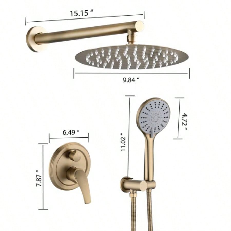 10 Inches Wall Mounted Shower with High Pressure Rain Shower and 5 - Function Handheld Shower