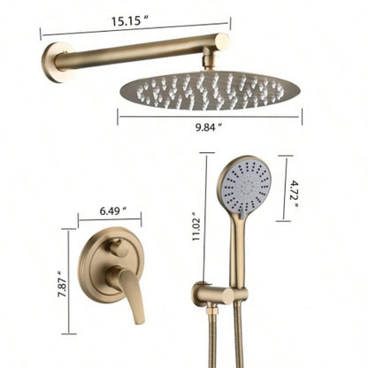 10 Inches Wall Mounted Shower with High Pressure Rain Shower and 5 - Function Handheld Shower