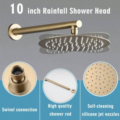 10 Inches Wall Mounted Shower with High Pressure Rain Shower and 5 - Function Handheld Shower