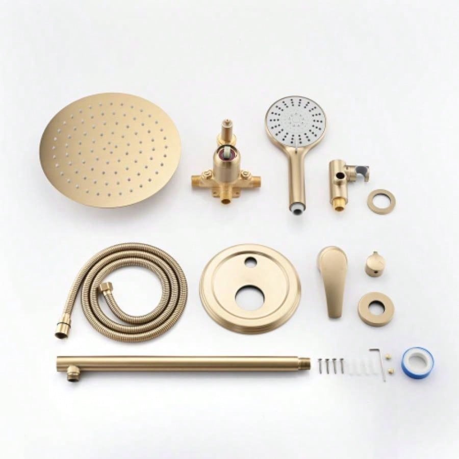 10 Inches Wall Mounted Shower with High Pressure Rain Shower and 5 - Function Handheld Shower