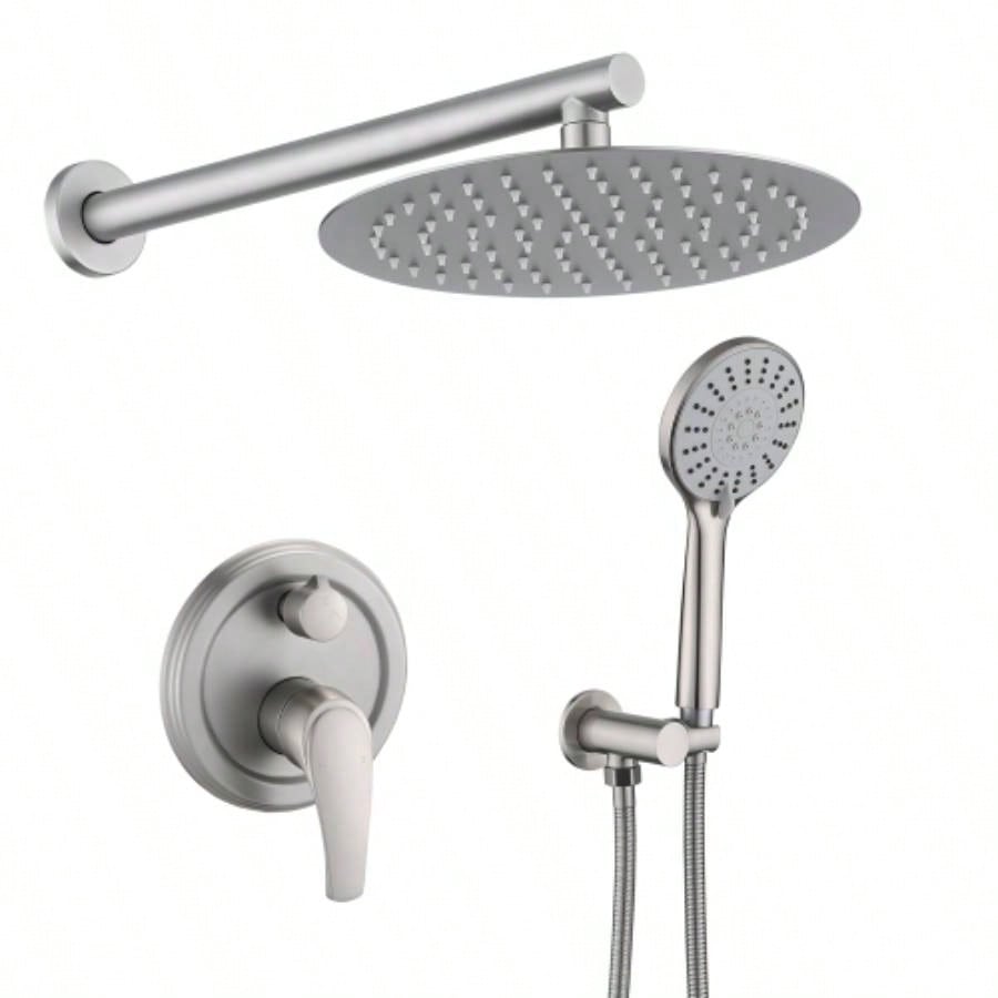 10 Inches Wall Mounted Shower with High Pressure Rain Shower and 5 - Function Handheld Shower