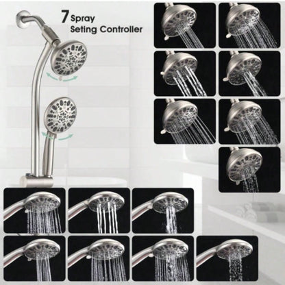 Drill - Stainless Steel Slide Bar Combo Rain Showerhead - Setting Hand, Dual Shower Spa System Rough - in Included