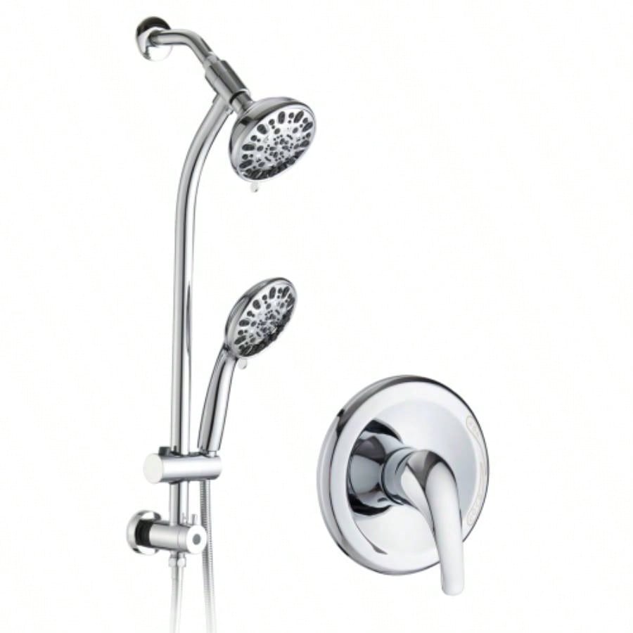 Drill - Stainless Steel Slide Bar Combo Rain Showerhead - Setting Hand, Dual Shower Spa System Rough - in Included