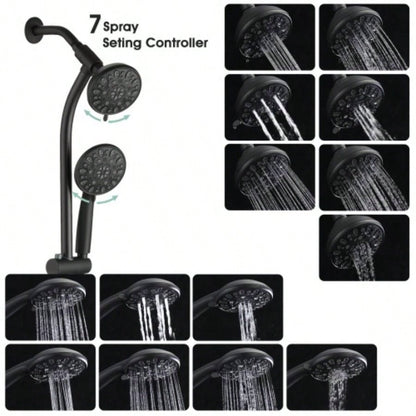 Drill - Stainless Steel Slide Bar Combo Rain Showerhead - Setting Hand, Dual Shower Spa System