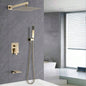 Shower System Bathroom Luxury 12 Inch Rain Shower with Handheld Mixer Shower Combo Set Wall Mounted Shower Faucet Trim with Brushed Gold