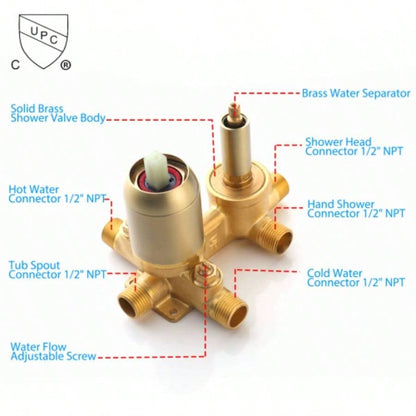 Shower System Bathroom Luxury 12 Inch Rain Shower with Handheld Mixer Shower Combo Set Wall Mounted Shower Faucet Trim with Brushed Gold