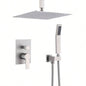 12 Inch Ceiling Mount Brushed Nickel Shower System Bathroom Luxury Rain Mixer Shower Combo Set Ceiling Rainfall Shower System
