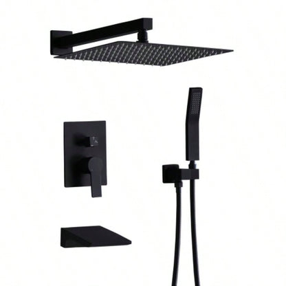 Shower System Bathroom Luxury 12 Inch Rain Shower with Handheld Mixer Shower Combo Set Wall Mounted Shower Faucet Trim with Brushed Gold