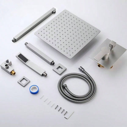 12 Inch Ceiling Mount Brushed Nickel Shower System Bathroom Luxury Rain Mixer Shower Combo Set Ceiling Rainfall Shower System