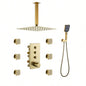 3 - Function 12 - Inch Ceiling - Mounted Thermostatic Shower System in Brushed Gold with Square Shower