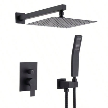 12 Inch Ceiling Mount Brushed Nickel Shower System Bathroom Luxury Rain Mixer Shower Combo Set Ceiling Rainfall Shower System
