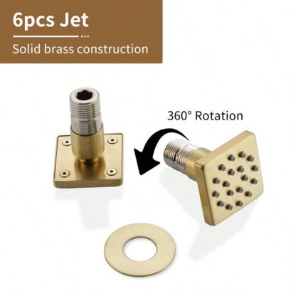 3 - Function 12 - Inch Ceiling - Mounted Thermostatic Shower System in Brushed Gold with Square Shower