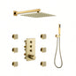 3 - Function 12 - Inch Ceiling - Mounted Thermostatic Shower System in Brushed Gold with Square Shower