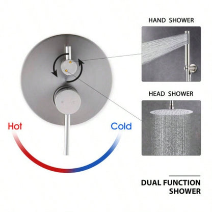 Dome shower system Shower combination set wall mounted with 10 inch shower and hand held shower, brushed nickel