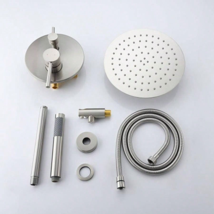 Dome shower system Shower combination set wall mounted with 10 inch shower and hand held shower, brushed nickel