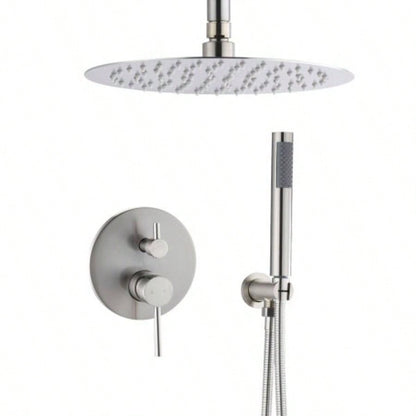 Dome shower system Shower combination set wall mounted with 10 inch shower and hand held shower, brushed nickel