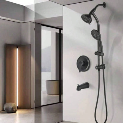 Drill - Stainless Steel Slide Bar Combo Rain Showerhead - Setting Hand, Dual Shower Spa System with Tup Spout Rough - in Included