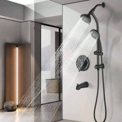 Drill - Stainless Steel Slide Bar Combo Rain Showerhead - Setting Hand, Dual Shower Spa System with Tup Spout Rough - in Included