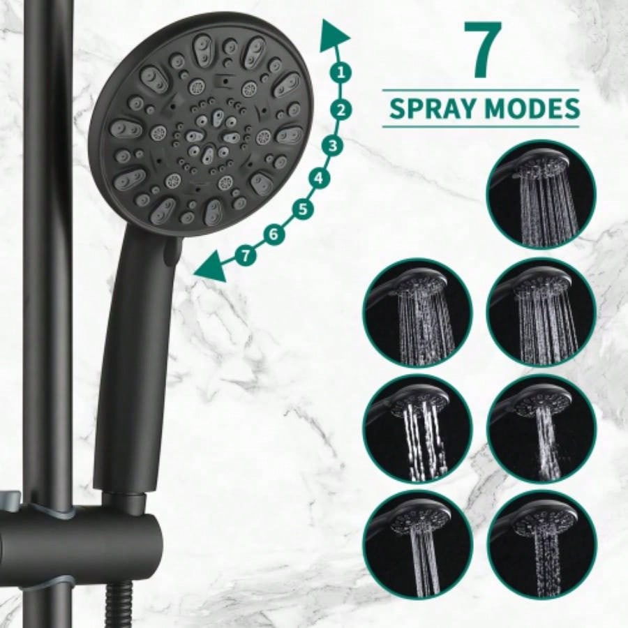 Drill - Stainless Steel Slide Bar Combo Rain Showerhead - Setting Hand, Dual Shower Spa System with Tup Spout Rough - in Included