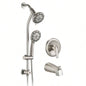 Drill - Stainless Steel Slide Bar Combo Rain Showerhead - Setting Hand, Dual Shower Spa System with Tup Spout Rough - in Included