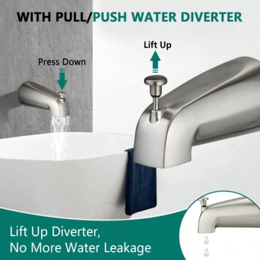 Drill - Stainless Steel Slide Bar Combo Rain Showerhead - Setting Hand, Dual Shower Spa System with Tup Spout Rough - in Included